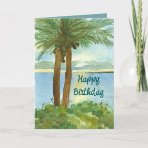 Tarjeta Feliz cumpleaños Ocean Sunrise Palm Trees Personal