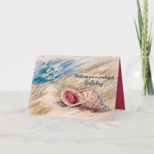 Tarjeta Feliz cumpleaños Ocean Triton Trumpet Snack Shell