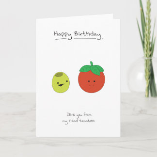 Tarjeta Feliz cumpleaños - Olivos y tomates