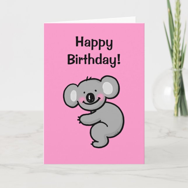 Tarjeta Feliz cumpleaños (oso de koala) (Anverso)