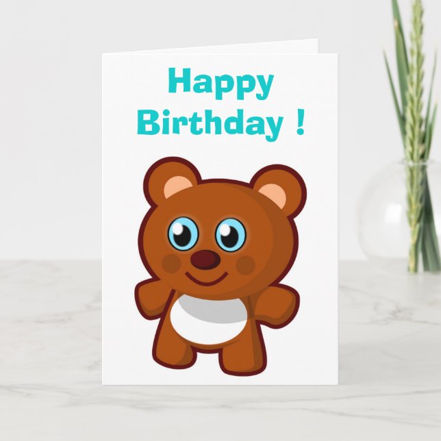 TARJETA "FELIZ CUMPLEAÑOS" OSO DE MADERA (Anverso)
