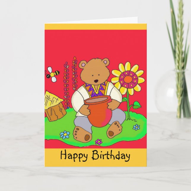 Tarjeta ¡Feliz cumpleaños, oso de miel! (Anverso)