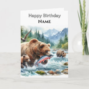 Tarjeta Feliz cumpleaños oso grizzly de Alaska  