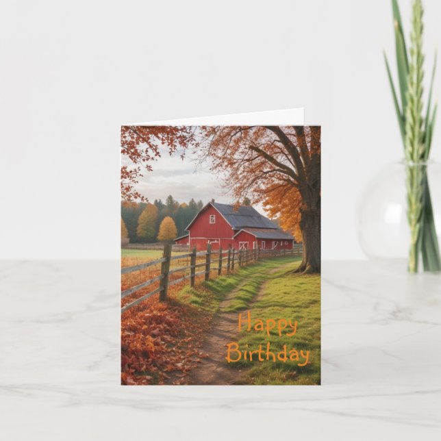 Tarjeta Feliz Cumpleaños Otoño (Anverso)