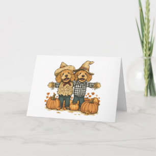 Tarjeta Feliz cumpleaños otoño Harvest Goldendoodle Perros