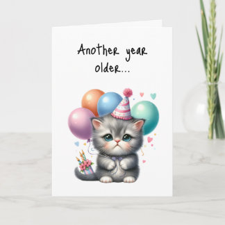 Tarjeta Feliz cumpleaños, otro año de celebración de gatit