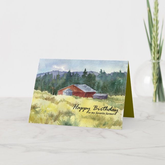 Tarjeta Feliz cumpleaños, paisaje favorito de granjeros gr (Anverso)