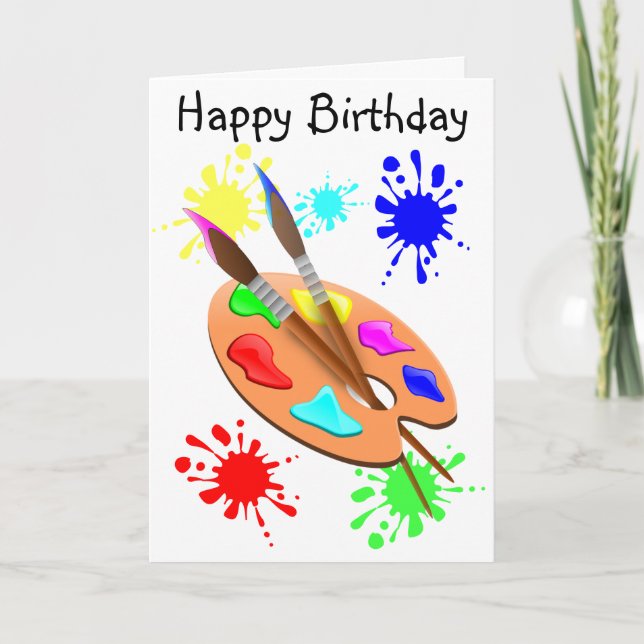 Tarjeta Feliz Cumpleaños Paleta de Artista  (Anverso)