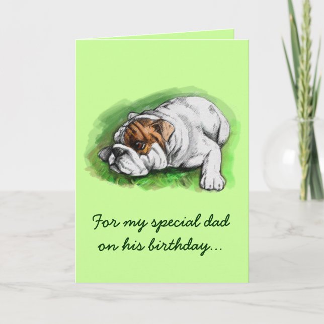 Tarjeta Feliz cumpleaños papá: Bulldog (Anverso)