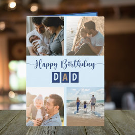 Tarjeta Feliz Cumpleaños Papá Collage de Fotos Mejor Papá