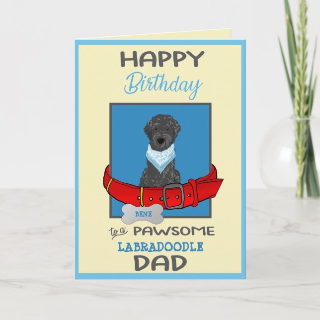 Tarjeta Feliz cumpleaños papá de tu labrador negro (Anverso)