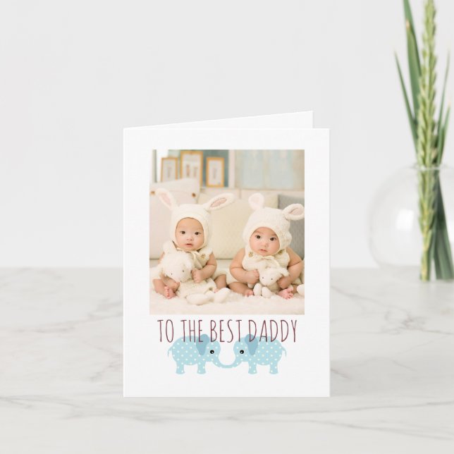 Tarjeta Feliz cumpleaños, papá foto de gemelos (Anverso)