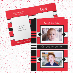Tarjeta Feliz cumpleaños papá papá foto roja negra te ama