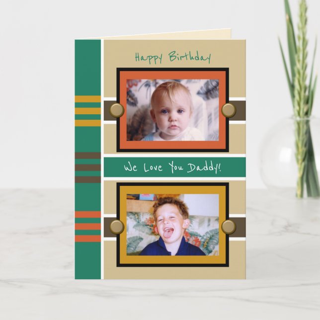 Tarjeta Feliz cumpleaños papá papá saludo de foto verde ma (Anverso)