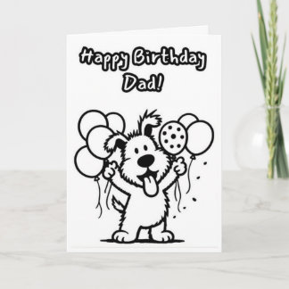 Tarjeta Feliz Cumpleaños Papá! Perro con Globos