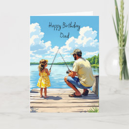 Tarjeta Feliz cumpleaños papá | Pesca de hija y papá
