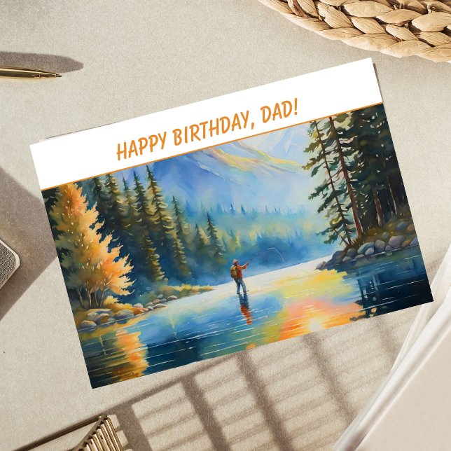 Tarjeta Feliz Cumpleaños Papá Pescador con Mosca (Subido por el creador)
