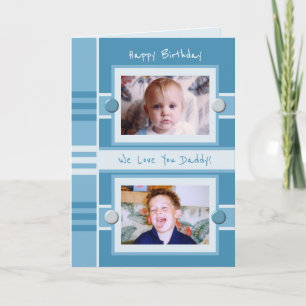 Tarjeta Feliz cumpleaños papá saludo de fotos azul