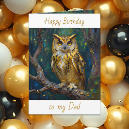 Tarjeta Feliz cumpleaños papá | Tema búho