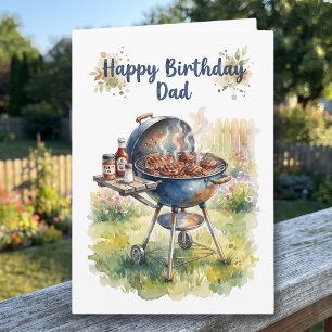 Tarjeta Feliz cumpleaños papá Tema parrilla de barbacoa