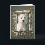 Tarjeta Feliz cumpleaños - Papas de piedra - Westie - papá<br><div class="desc">¡Qué podría decir Feliz Cumpleaños mejor que este Perro Terrier de las Tierras Altas Occidentales ayudándote a celebrar! ¿Cómo disfrutarías un día con tus amigos y sus bebés de piel? Tómate un día divertido y gana un regalo GRATIS. Elige una cita y un área en tu casa donde pueda configurar...</div>