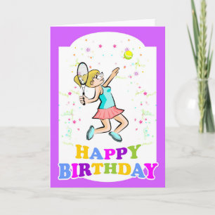 Tarjeta Feliz cumpleaños para el mejor chica de tenis