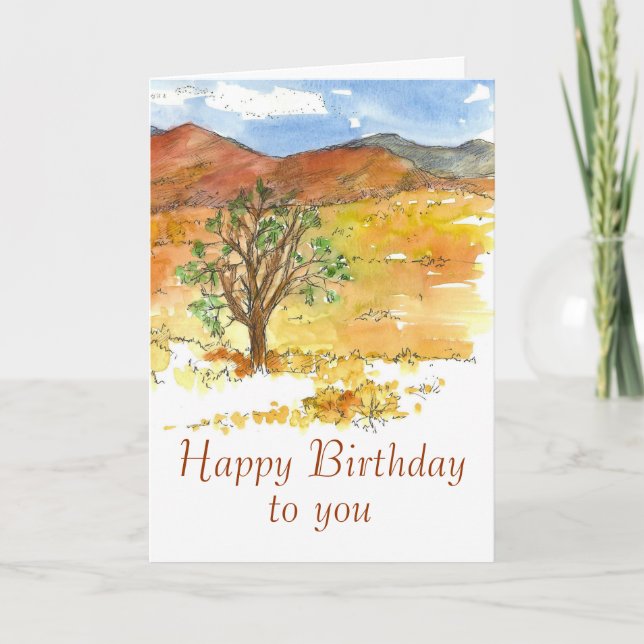 Tarjeta Feliz Cumpleaños Para El Paisaje Del Desierto Otoñ (Anverso)