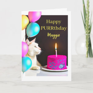 Tarjeta Feliz cumpleaños para gato Añadir un nombre