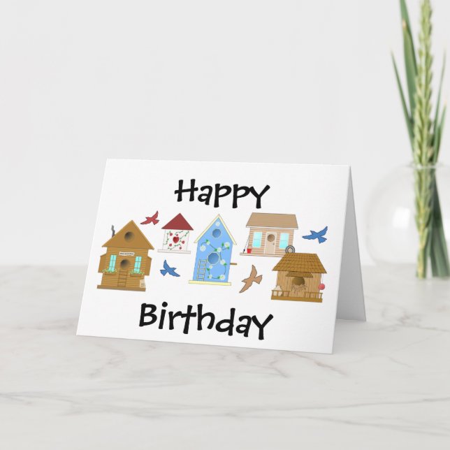 TARJETA feliz cumpleaños para la casa de pájaros (Anverso)