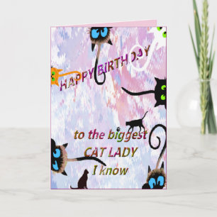 TARJETA FELIZ CUMPLEAÑOS PARA LA MAYOR DAMA DE GATO QUE CO