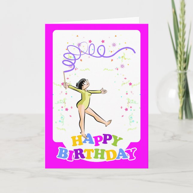 Tarjeta Feliz cumpleaños para la mejor gimnasta de equipo (Anverso)