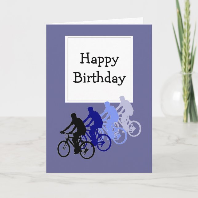 Tarjeta Feliz cumpleaños para los aficionados a la bicicle (Anverso)