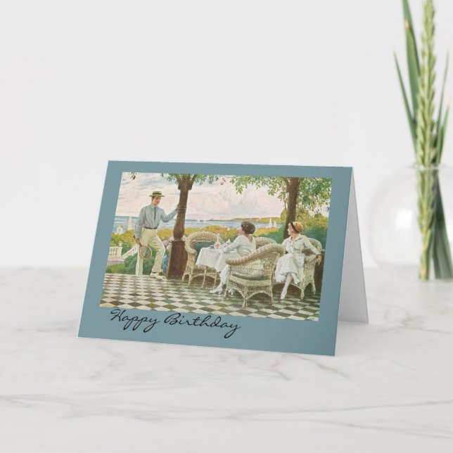 Tarjeta Feliz cumpleaños para los amantes del tenis (Anverso)