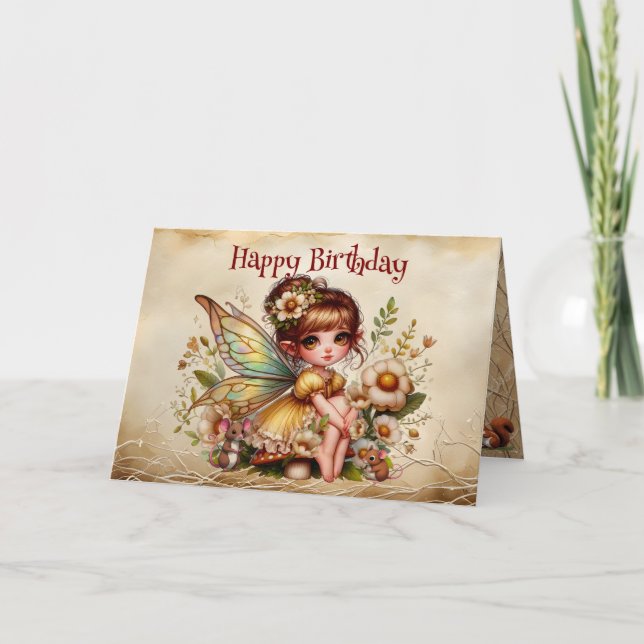 Tarjeta Feliz cumpleaños para los hatos mágicos amarillo y (Anverso)
