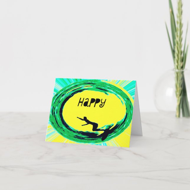 Tarjeta Feliz cumpleaños para los surfistas (Anverso)
