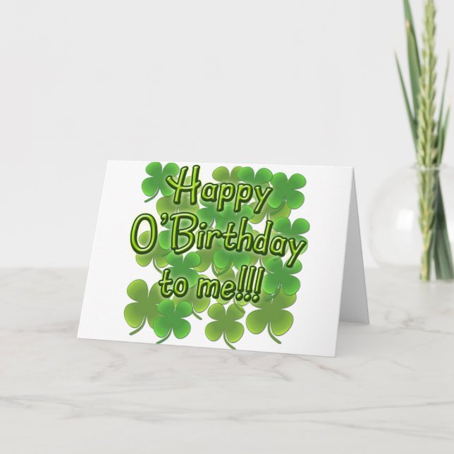 Tarjeta Feliz cumpleaños para mí con Shamrock (Anverso)
