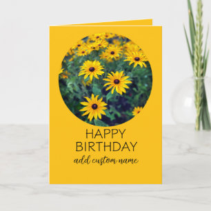 Tarjeta Feliz cumpleaños para personalizar la flor amarill