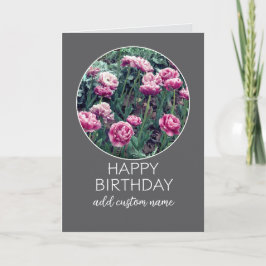 Tarjeta Feliz cumpleaños para personalizar tulipanes rosad