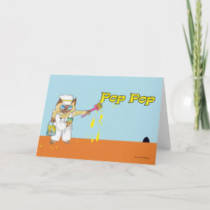 Tarjeta Feliz Cumpleaños para Pop Pop Gato Pintor de Pared