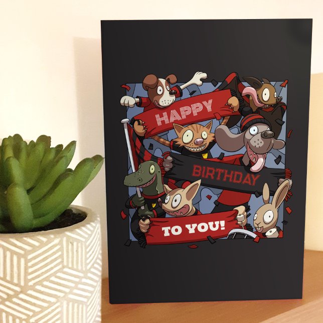 Tarjeta Feliz Cumpleaños Para Tus Fiestas Animales Negro Y (Subido por el creador)