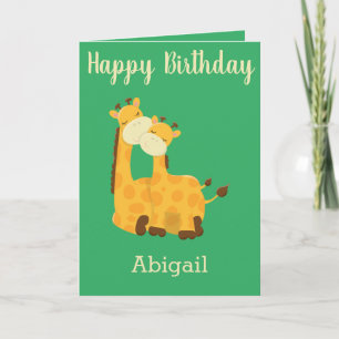Tarjeta Feliz cumpleaños para un bebé con jirafas
