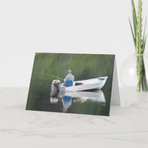 Tarjeta Felíz cumpleaños paso-hijo pescando bote en el lag