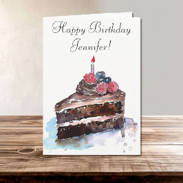 Tarjeta Feliz cumpleaños pastel de chocolate con velas