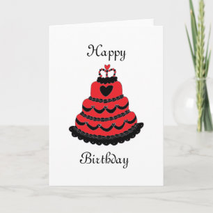 Tarjeta Feliz cumpleaños: Pastel gótico de Corazones Rojos
