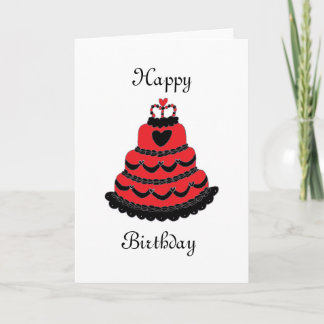 Tarjeta Feliz cumpleaños: Pastel gótico de Corazones Rojos