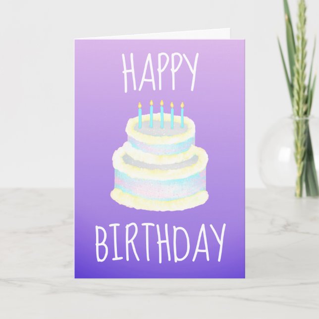 Tarjeta Feliz cumpleaños Pastel Purple (Anverso)