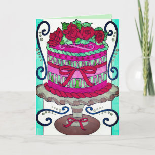 Tarjeta Feliz cumpleaños - Pastel rosa y verde