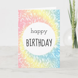 Tarjeta Feliz cumpleaños Pastel Tie Dye Hippie Swirl