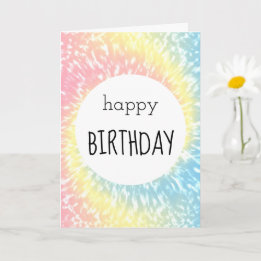 Tarjeta Feliz cumpleaños Pastel Tie Dye Hippie Swirl