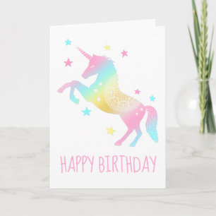 Tarjeta Feliz cumpleaños Pastel Unicorn